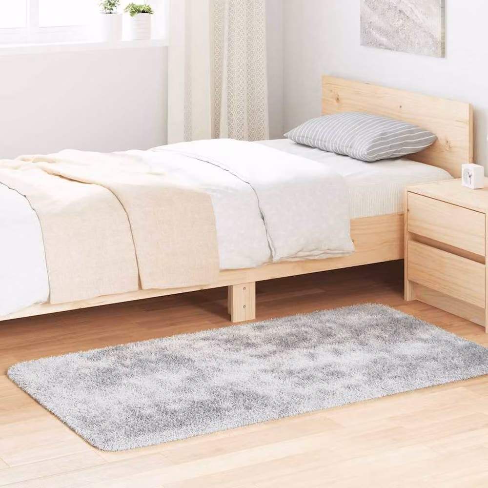 Berkfield Home NAVARRA Shaggy High Pile Rug, Silver Grey, W: 80 cm, L: 150 cm