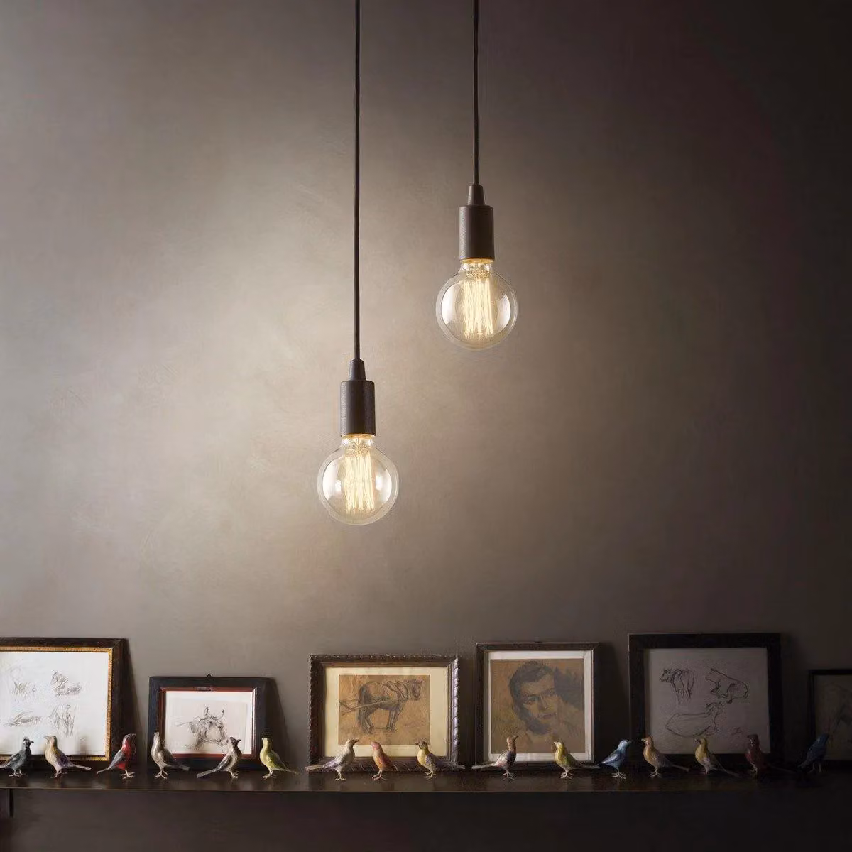 Netlighting Edison Black Minimalist Single Light Ceiling Pendant with Transparent Glass Sphere and E27 Fitting – 2