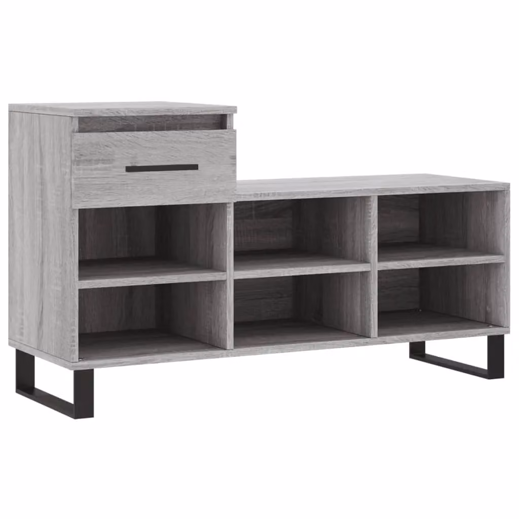 Berkfield Home Modern Grey Shoe Cabinet with Doors and Drawers W/D/H: 102 x 36 x 60 cm – 2