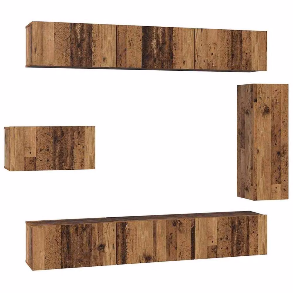 Berkfield Home 8-Piece TV Cabinet Set in Old Wood Brown, Engineered Wood, W: 30.5 cm, D: 30 cm, H: 90 cm – 3