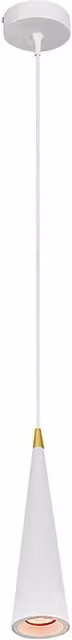 CGC Lighting EVI Cone Metal Pendant Ceiling Light in White and Gold/Brass with Adjustable Cord