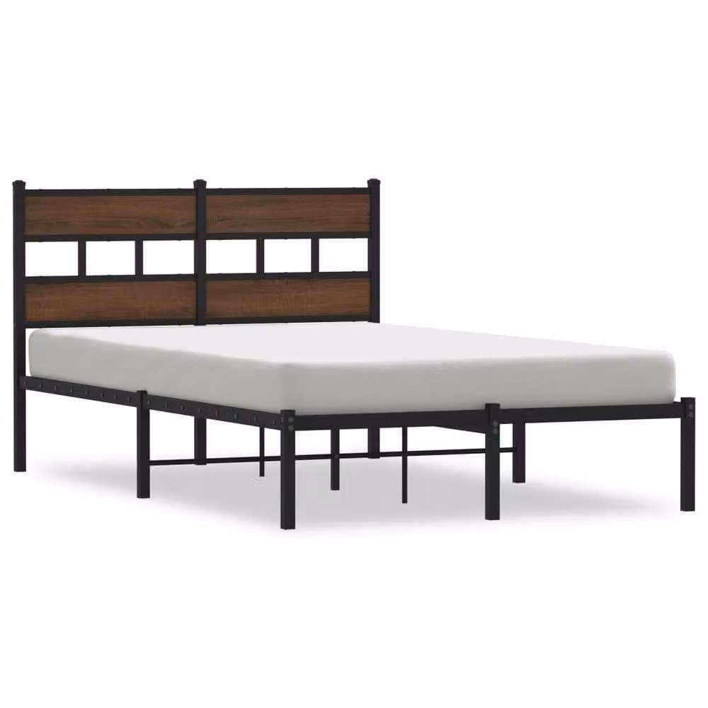 Berkfield Home Elegant Bed Frame with Headboard, Brown Oak, W/D/H: 120 x 200 x 91.5 cm – 3