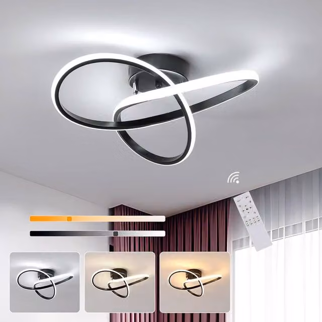 Goeco Modern LED Dimmable Flush Mount Ceiling Light, Black – 1