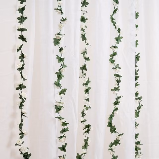 Scottish Everlastings Ltd White Mini Rose Floral Hanging Garland, Pack of 6, Length: 180 cm