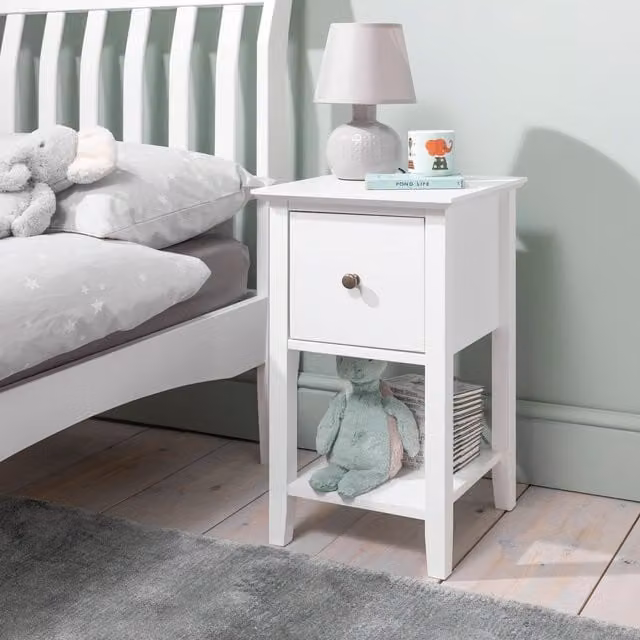 Asora Twin Pack Modern Bedside Tables with Drawer in White