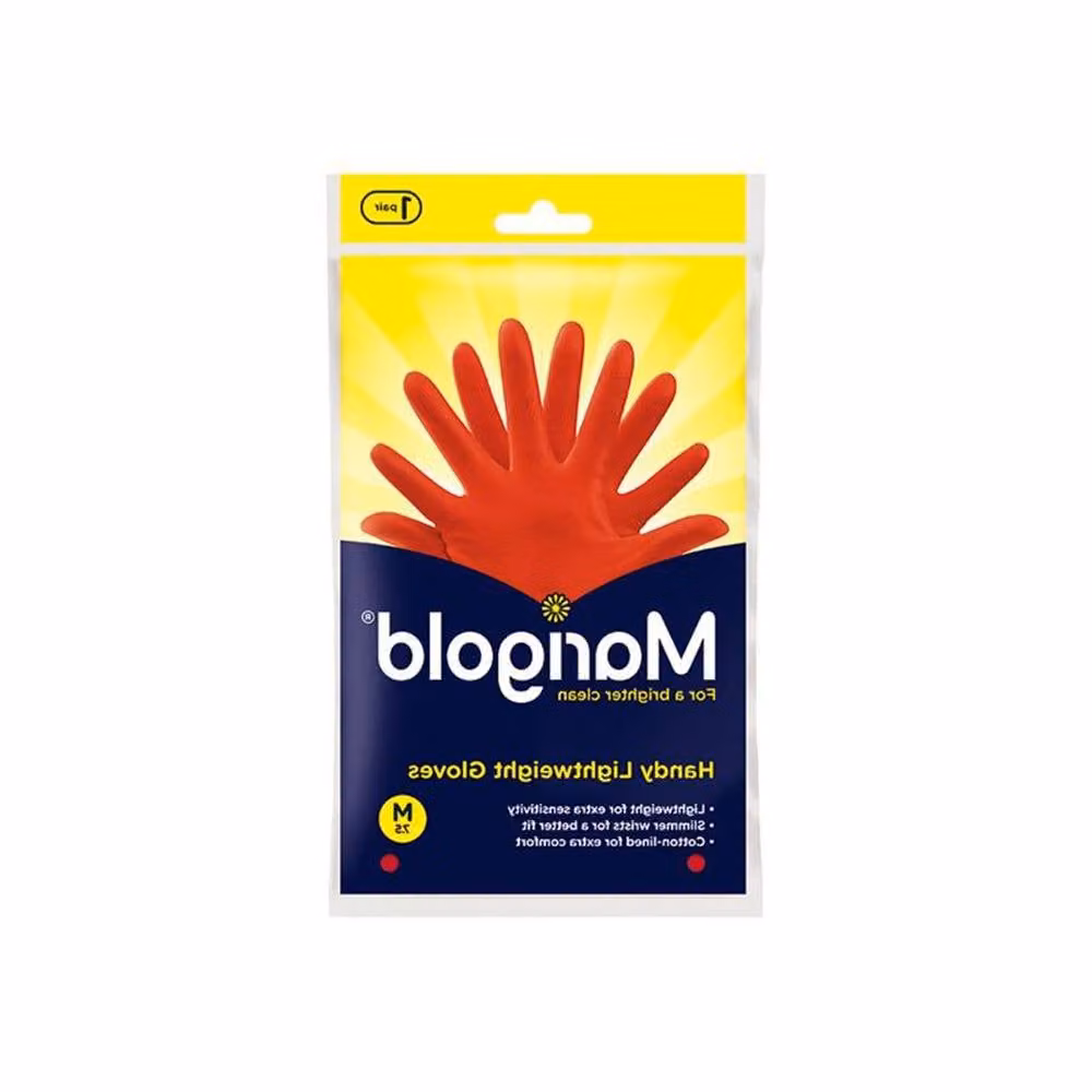 Marigold Handy Rubber Gloves with Cotton Lining, Medium, Gold and Red – 2