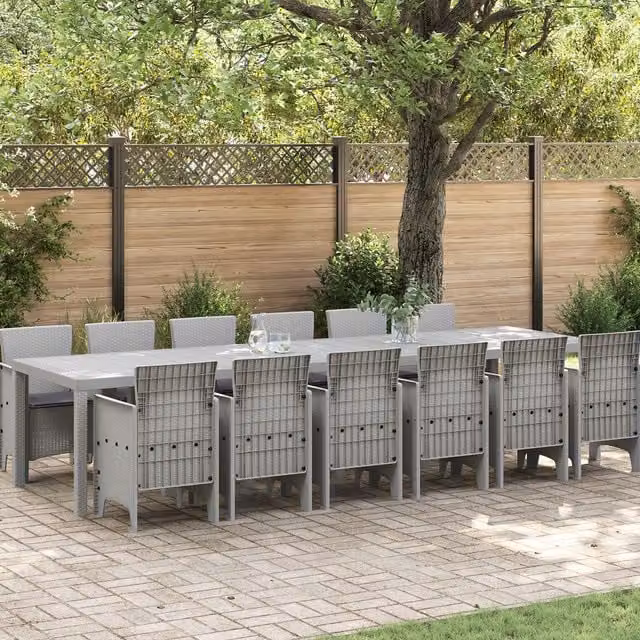 Berkfield Home 13 Piece Poly Rattan Garden Dining Set with Cushions in Grey