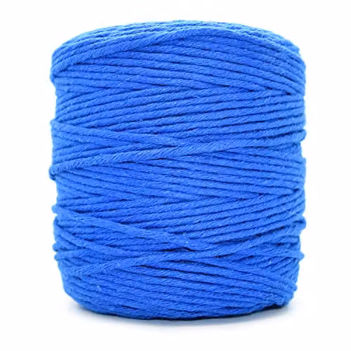 SolaDirect Royal Blue Natural Cotton Macrame Cord, 200 m, 3 mm Thick