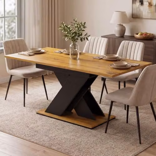 Levede Scandinavian Extendable Dining Table in Brown and Black, Rectangular Wood Table with Butterfly Leaf, W/D/H: 120 x 80 x 75 cm – 1