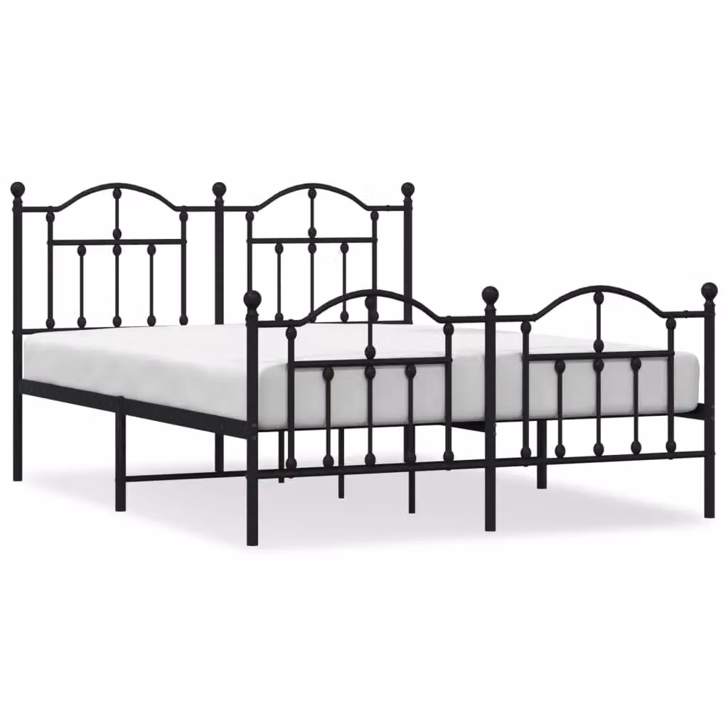 Berkfield Home Metal Bed Frame with Headboard and Footboard, Black, W: 135 cm, L: 190 cm – 2
