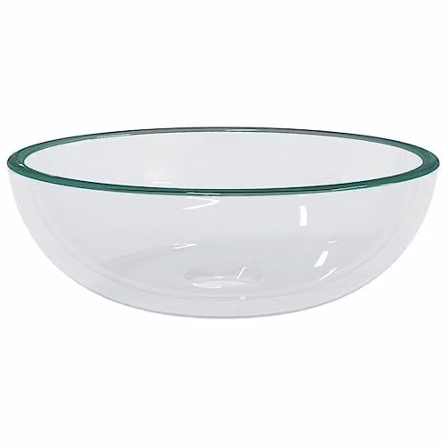 vidaXL Round Tempered Glass Countertop Basin, Transparent, W: 35 cm, D: 12 cm, H: 12 cm