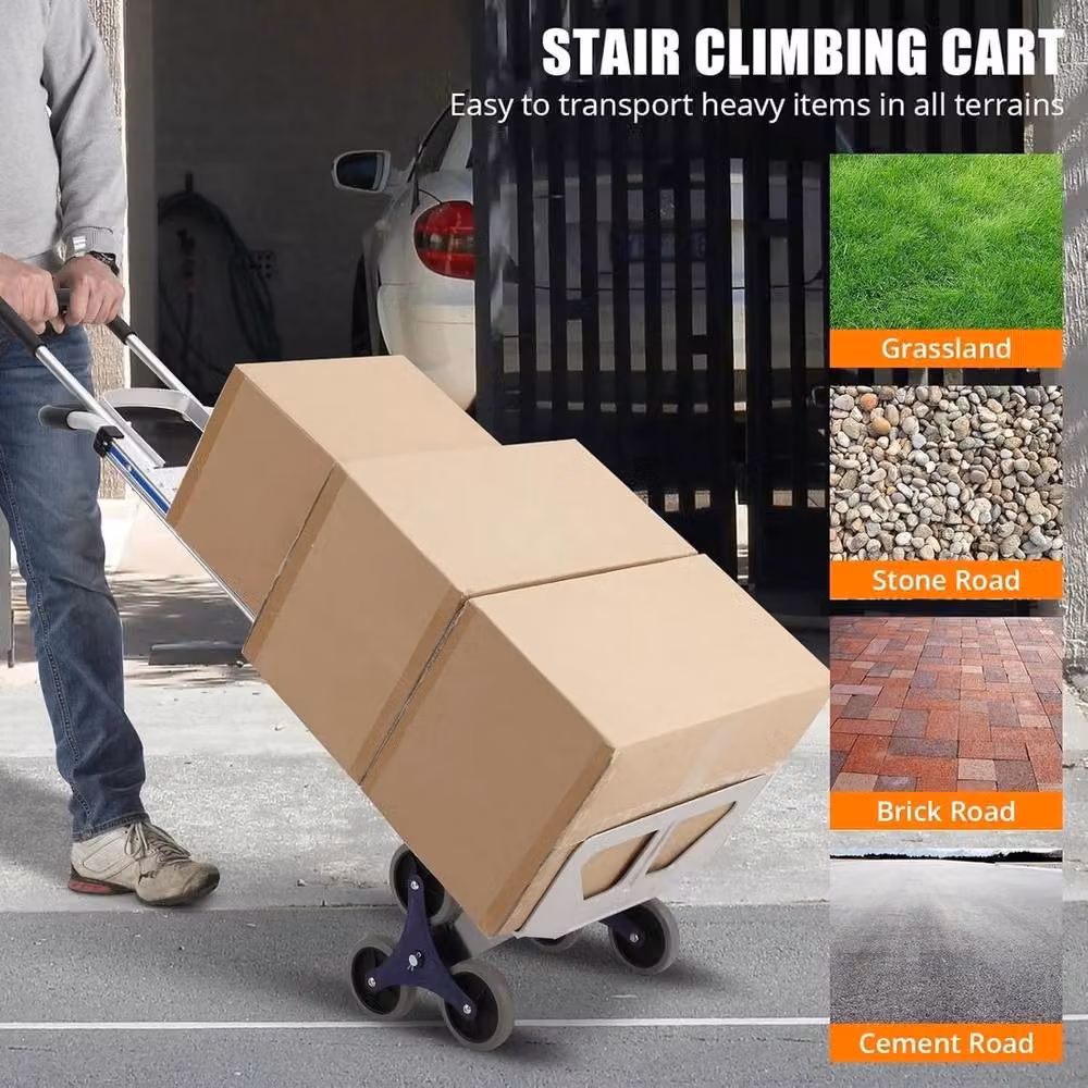 VOGREX 2 in 1 Stair Climbing Hand Truck with 200kg Capacity in Silver – 4