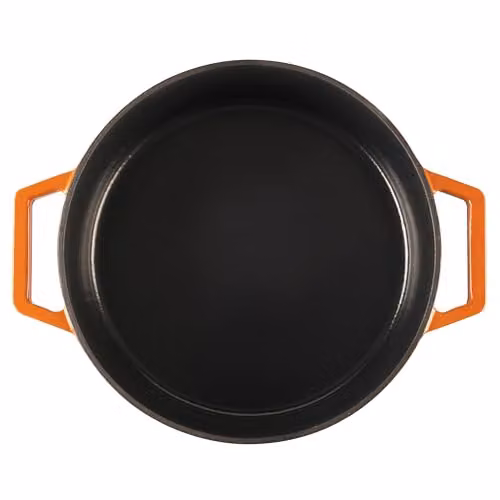 Cooks Professional Enamelled Cast Iron Shallow Casserole Dish with Lid and Handles, Orange, 28 cm, 4.3 l – 3