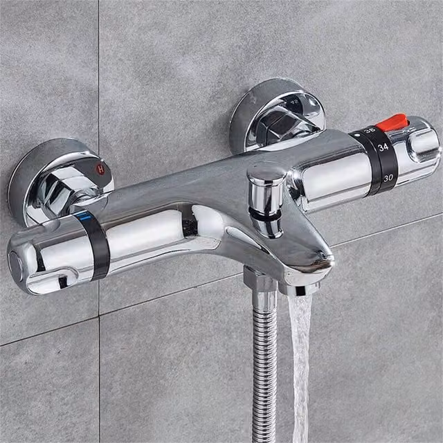Nordara Chrome Thermostatic Wall Mounted Shower Mixer Tap in Silver – 1
