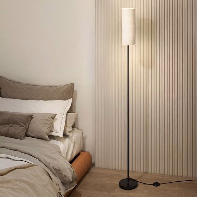 Emitto Black LED Floor Lamp with Remote Control and Foot Switch, Bulb Included, H 173 cm x W 18 cm x D 18 cm