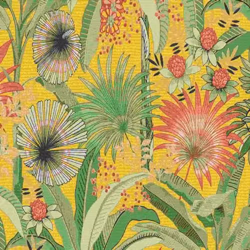Erismann Select Martinique Tropical Mustard Yellow Botanical Floral Non-Woven Wallpaper