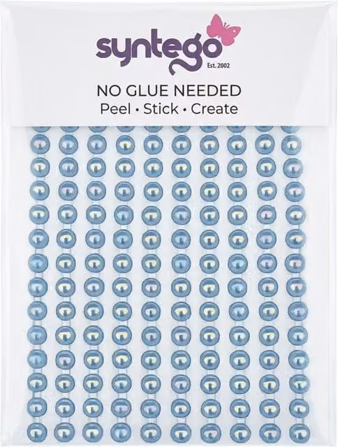 Syntego Pack of 400 Decorative Self Adhesive Round Pearl Embellishments in AB Blue