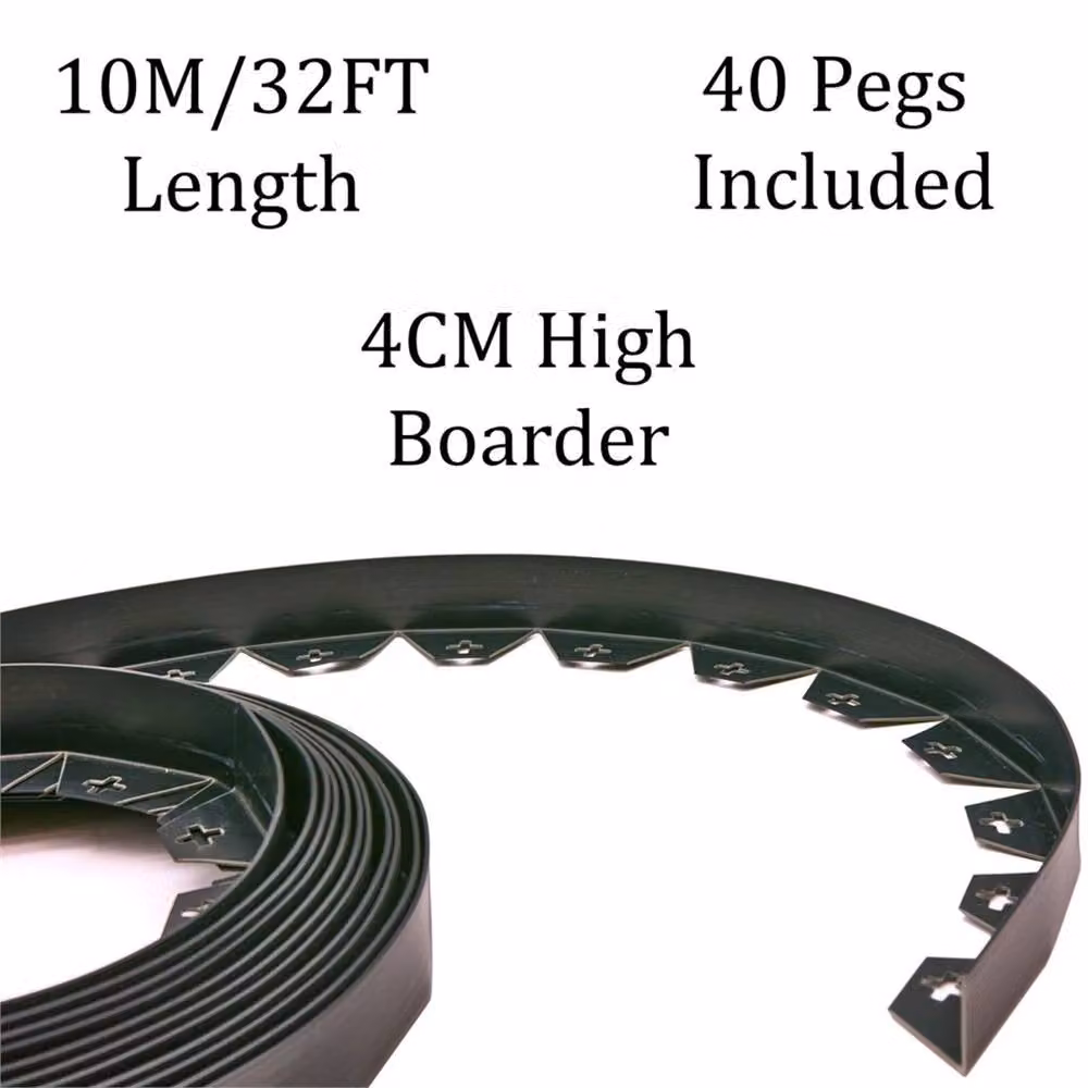 NESTLUNE Flexible Black Plastic Garden Border Edging for Grass Lawns, 10m – 2