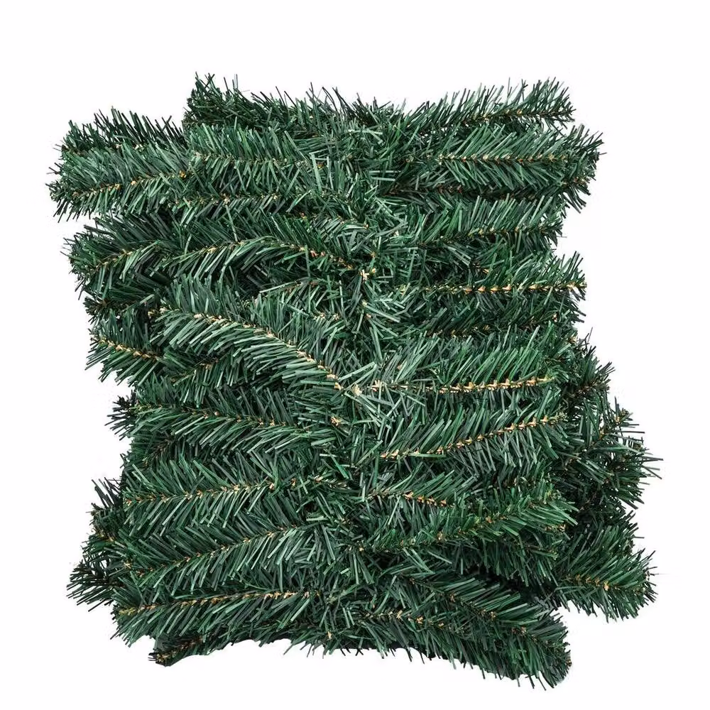FLAVORA Green Christmas Garland with Warm White LED Fairy Lights, W: 100 cm, D: 15 cm – 2