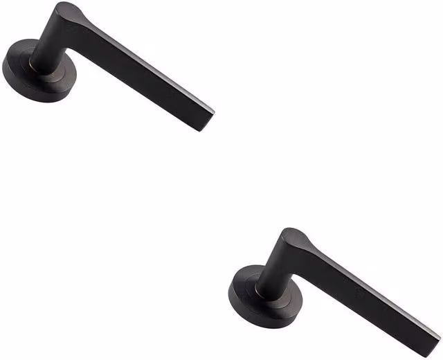 Loops 2x Pair Straight Rounded Handles on Round Rose with Concealed Fixings in Matt Bronze