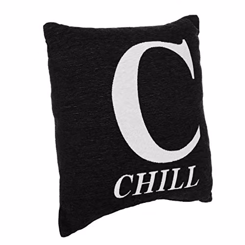 Orsina Chill Words Black Chenille Square Cushion W/D/H: 45 x 45 x 14 cm – 2