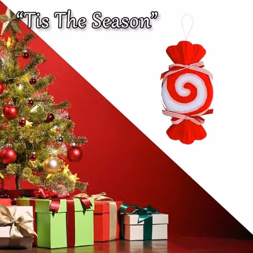 VFM e-Store Red Striped Candy Cane Sweet Christmas Tree Hanging Ornament, Height: 26 cm – 7