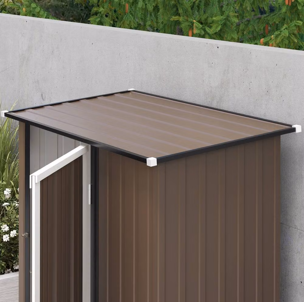 STILVORA Brown Galvanised Steel Garden Storage Shed with Sloped Roof and Single Door – 6