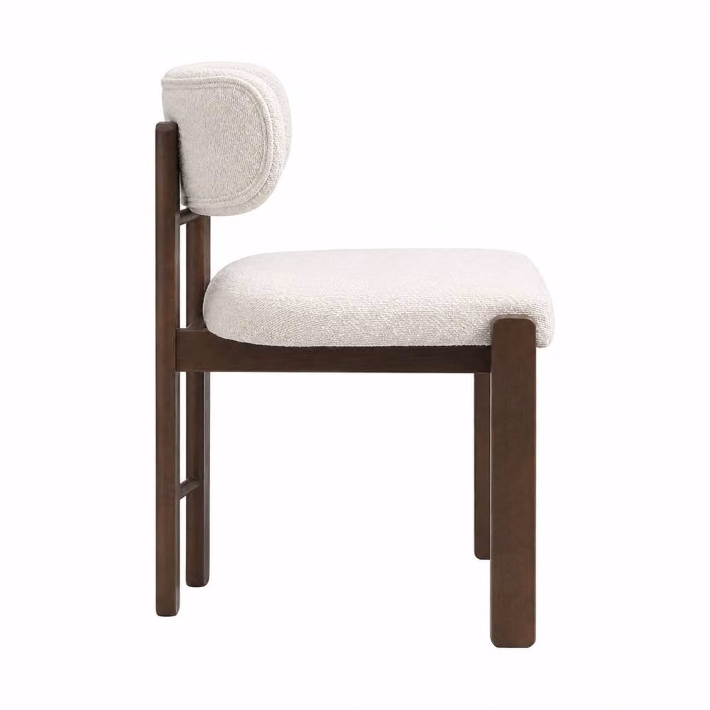 Matteo Set of 4 Solid Wood Dining Chairs with Beige Bouclé Upholstery