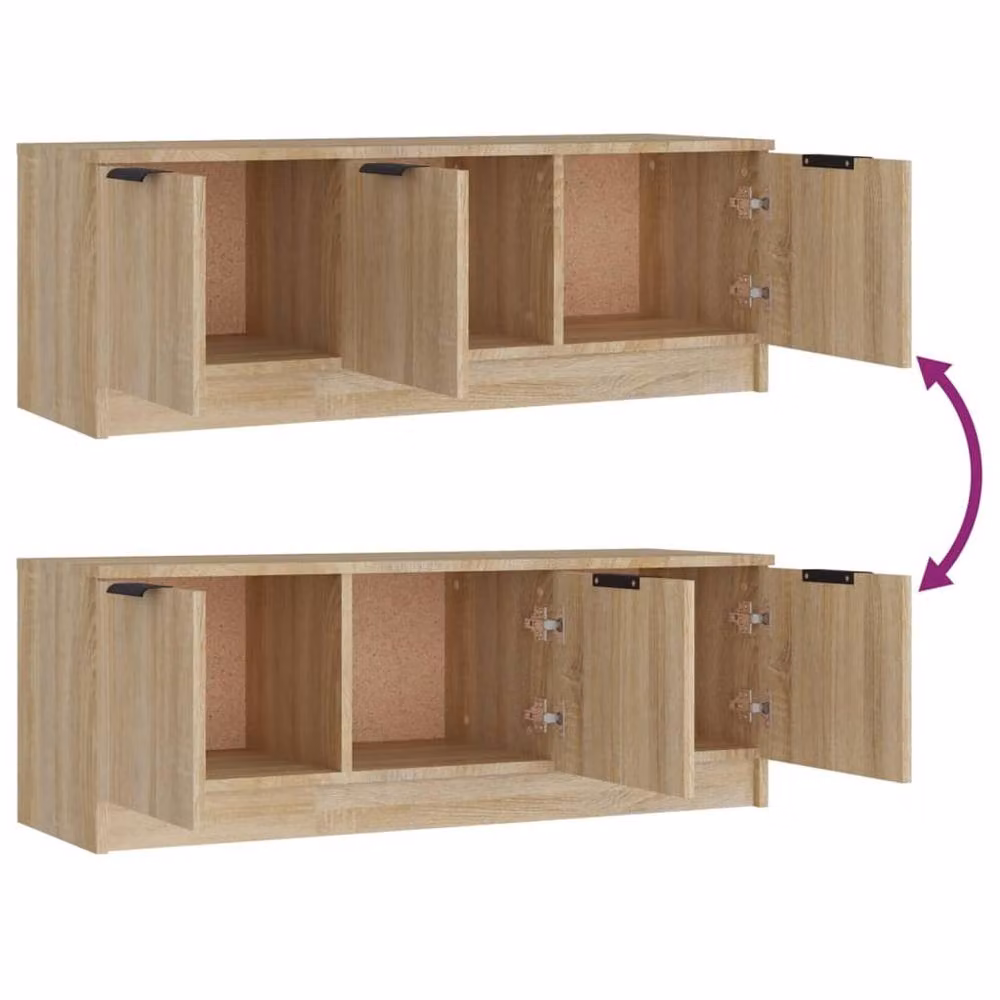 Berkfield Home Modern TV Cabinet in Beige Oak, W/D/H: 102 x 35 x 36.5 cm – 3