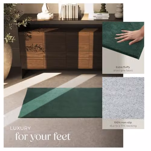 tectake Green Fluffy Rug, Allergy-Friendly and Washable Short-Pile Polyester Carpet, W: 80 cm, L: 150 cm – 5