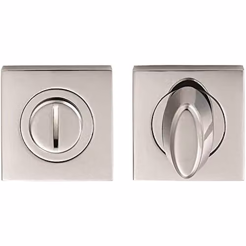 Loops Bathroom Thumbturn Lock and Release Handle with Square Rose in Polished Chrome Silver