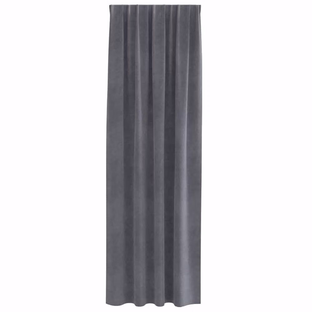 Berkfield Home Blackout Velvet Curtains in Super Light Grey, 2 Pack with Top Tape – 4