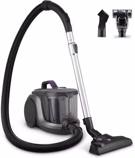 Swan Dustmaster Bagless Cylinder Vacuum Cleaner with HEPA Filter, 2-in-1 Motorised Brush, Extension Pole and Hard Floor Nozzle, Purple and Titanium, SC15840 – 1