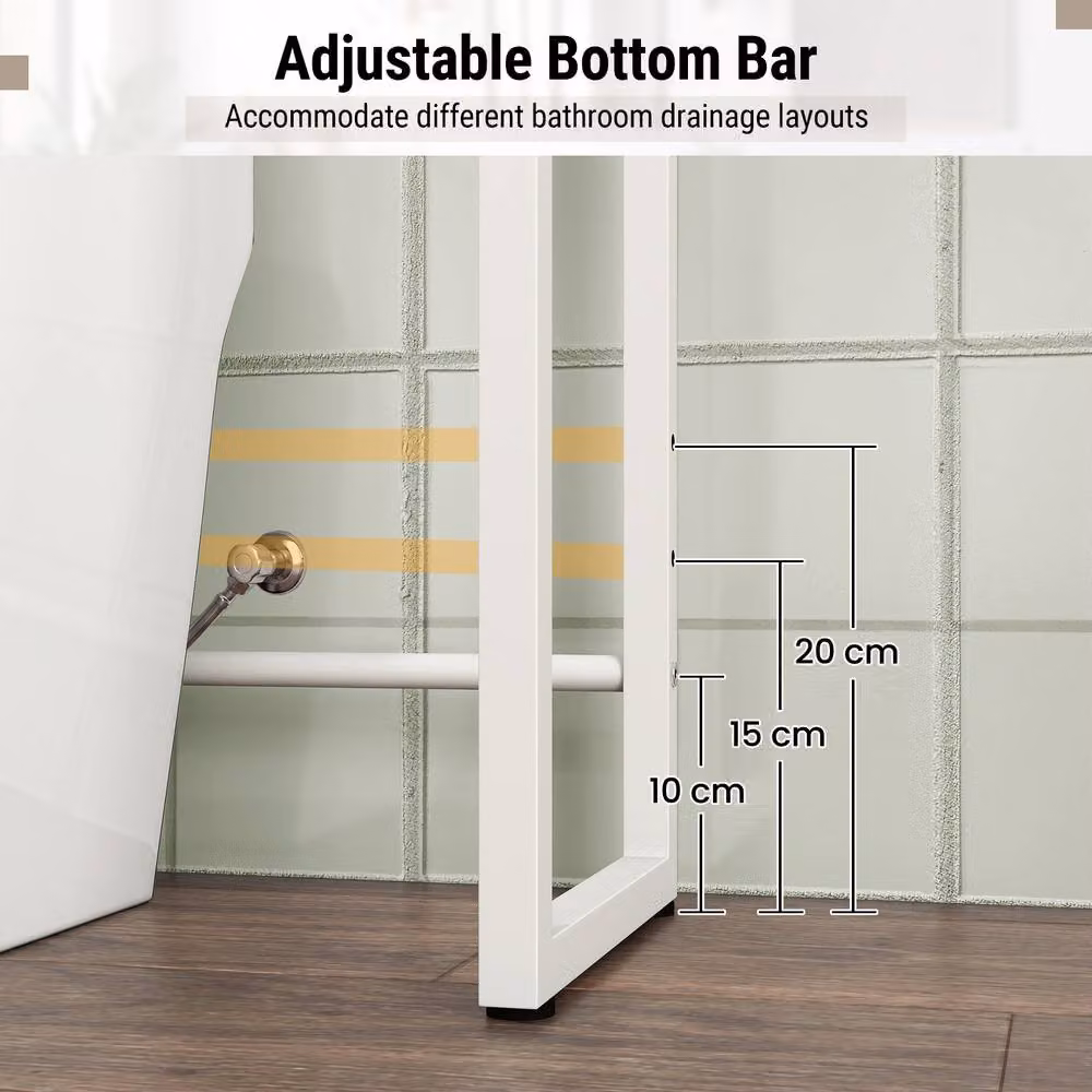 Gymax Over the Toilet Storage Rack in White with Hanging Rod and Metal Construction – 2