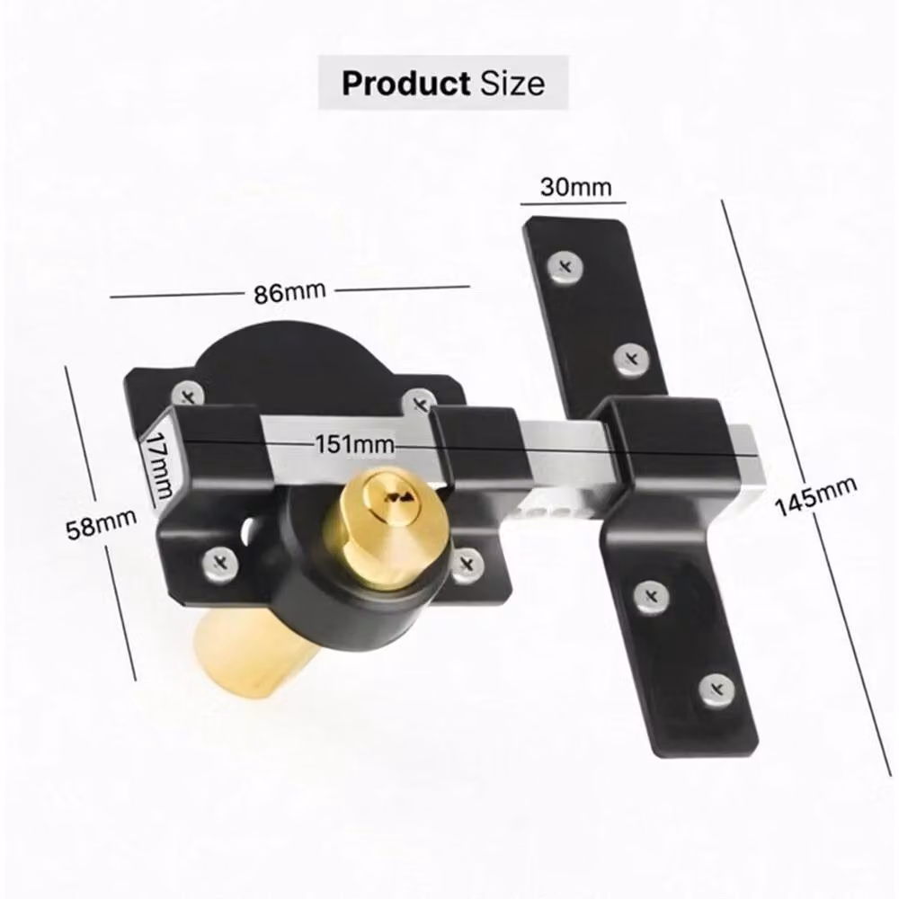 Kelvenix Heavy Duty Gate Lock with Double Sided Long Bolt and 5 Keys, Black – 2