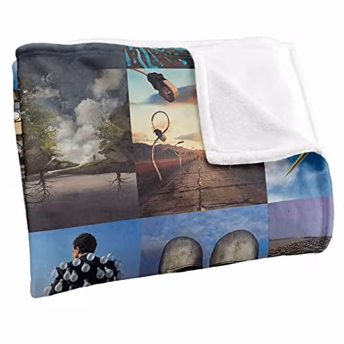 LOGOVISION Pink Floyd Later Years Pattern Super Soft Fleece Throw Blanket in White, W/D/H: 152 x 127 cm – 2