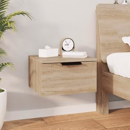 vidaXL Wall-mounted Bedside Cabinet in Brown Wood, W/D/H: 34 x 30 x 20 cm – 2