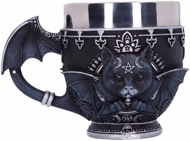 Nemesis Now Cult Cuties Malpuss Resin Mug in Black and Silver, Height: 11 cm