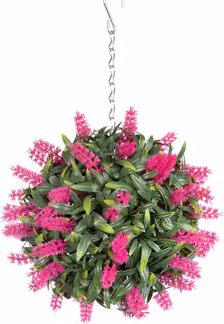 Best Artificial Pink Lush Lavender Hanging Basket Flower Topiary Ball, Diameter: 24 cm