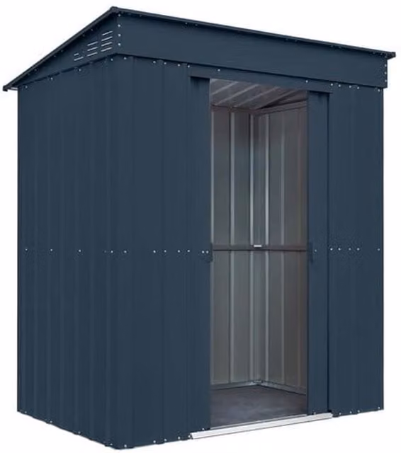 Globel Pent Metal Garden Shed in Grey Galvanised Steel, 6x3 ft