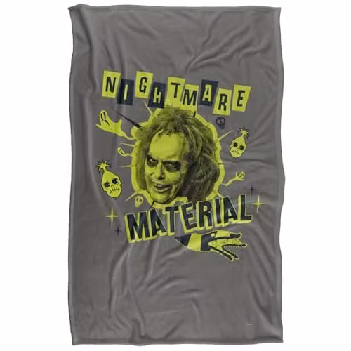 LOGOVISION Beetlejuice Beetlejuice Nightmare Soft Fleece Throw Blanket, Multicolour and Grey, W/D/H: 91 x 147 cm – 1