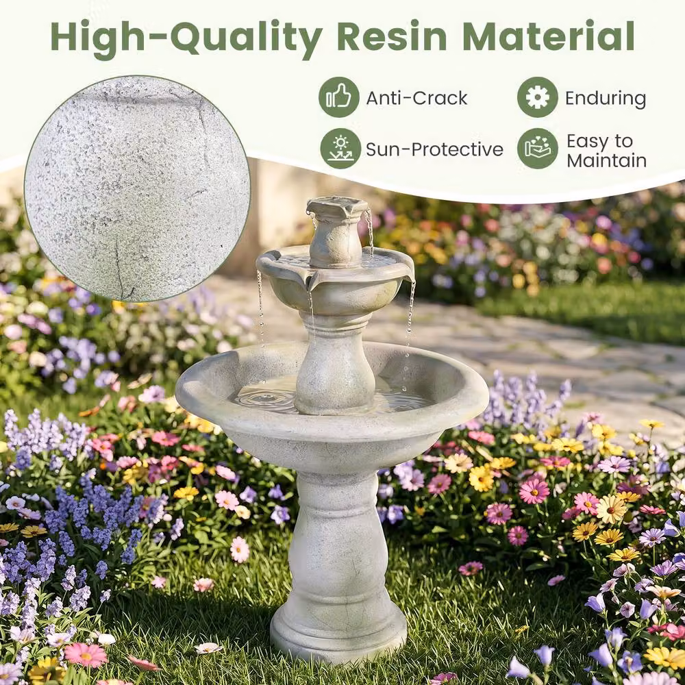 Gymax Grey Cascading Outdoor and Indoor Water Fountain, Height: 89 cm – 3