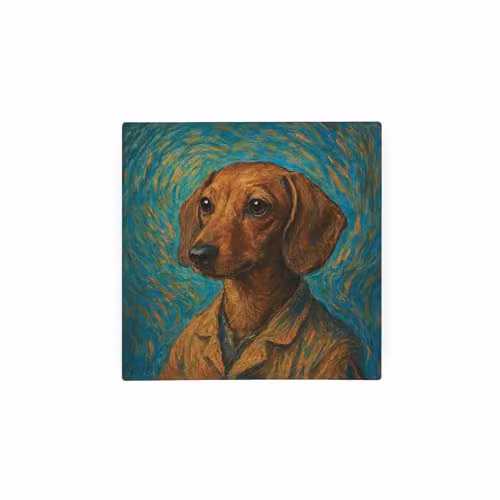Purely Home Van Gogh Dachshund Glass Hot Pot Stand, Square Non-Slip Kitchen Trivet, W/D: 20 x 20 cm, Multicolour – 2