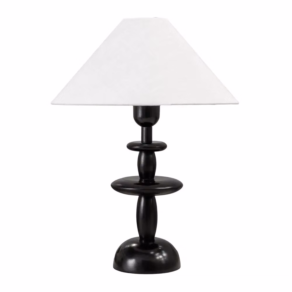 ValueLights Justin Stacked Table Lamp with Natural Linen Tapered Shade and Walnut Wood Base – 2