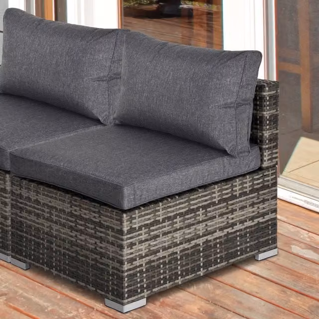 Outsunny Modern Rattan Single Middle Sofa in Dark Grey