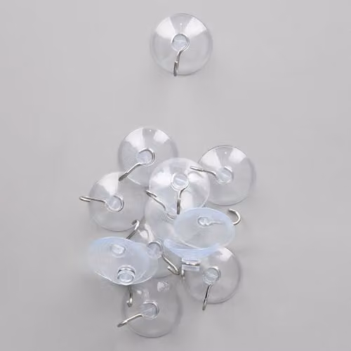 Shatchi 12-Piece Heavy-Duty Metal Hook and Suction Cup Set, Transparent, Diameter: 3.3 cm – 3