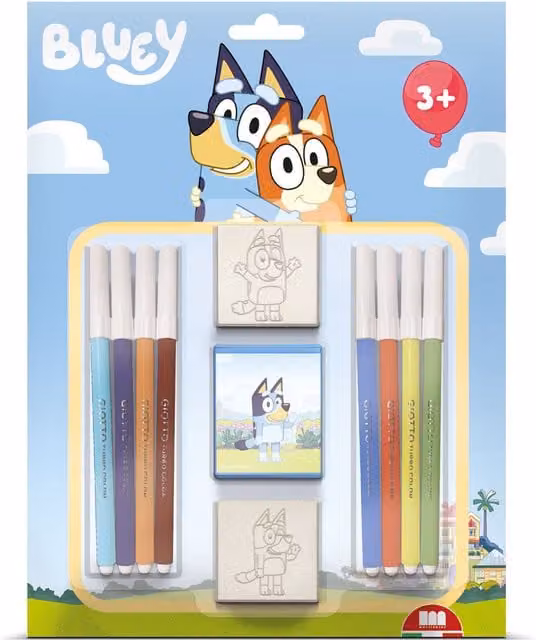 Bluey Multiprint 2 Stamps Kids Craft and Stationery Set in Blue and Multicolour
