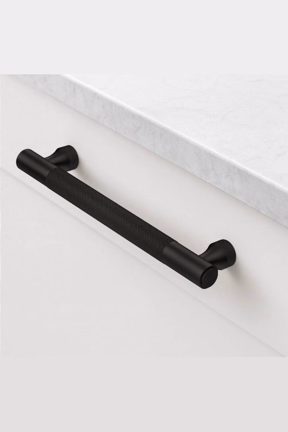 Pushka Home Solid Brass Knurled Bar Handle in Matt Black, 128mm – 4