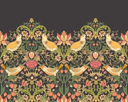 Origin Murals Birds, Fruit and Foliage Floral Wall Mural in Black, Green and Multicolour – 1