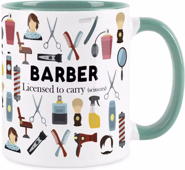 Purely Home Novelty Barber Ceramic Mug in Turquoise
